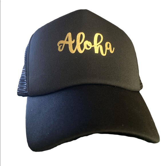 Accessories - Aloha Gold Black Trucker Surf Hat